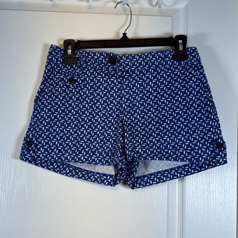 Banana Republic Martin Fit Blue White Cuffed Shorts Size 0 EUC #5570